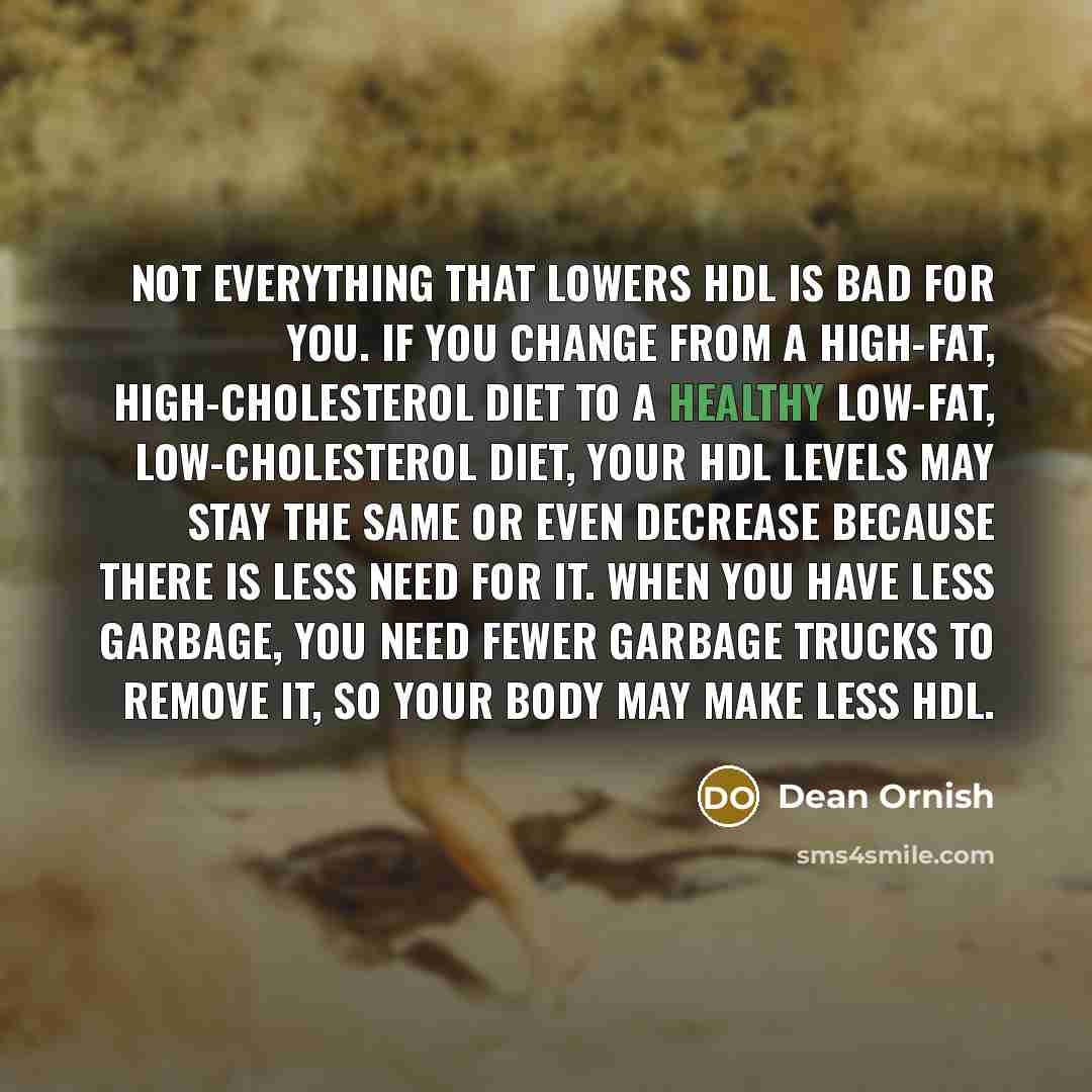 “Not everything that lowers HDL is bad for you. If…” quote by Dean Ornish