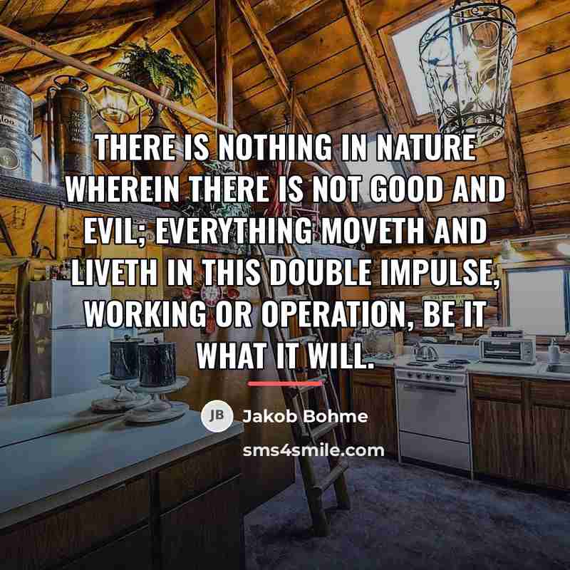“There is nothing in nature wherein there is not good…” quote by Jakob Bohme