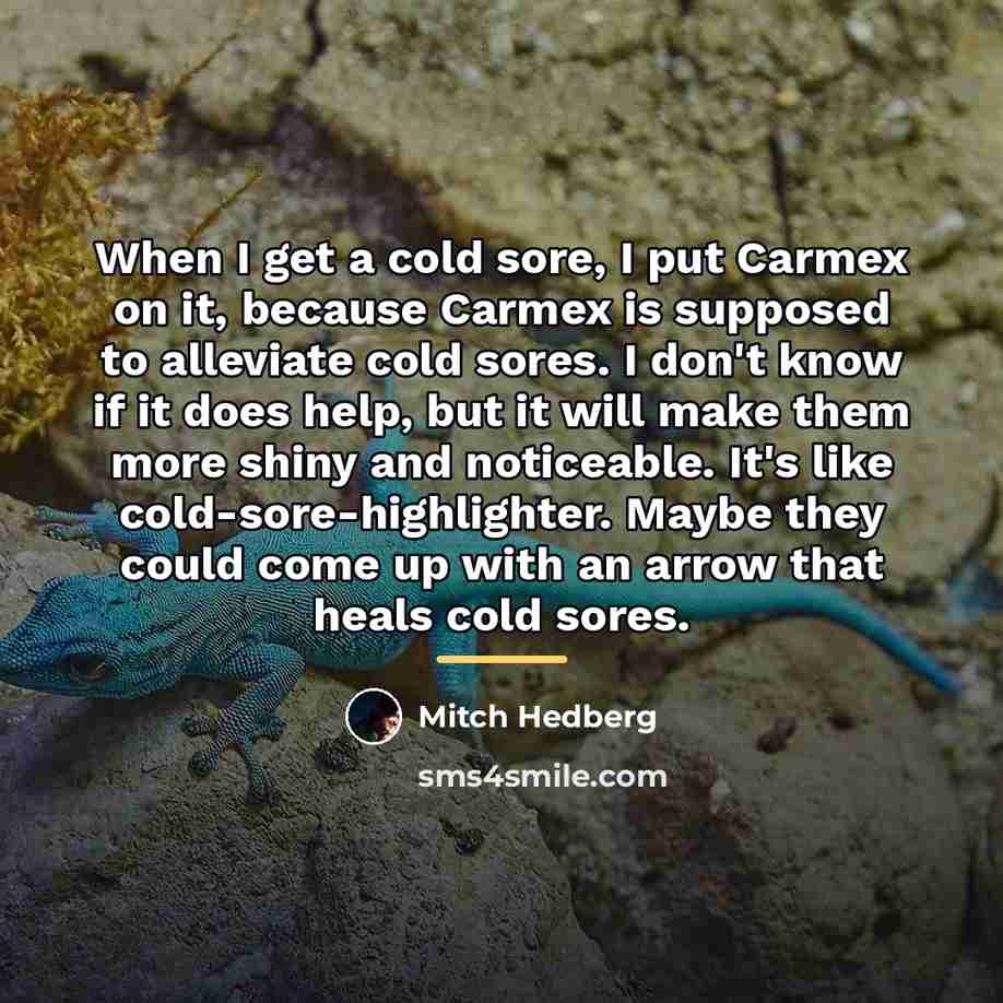 “When I get a cold sore, I put Carmex on…” quote by Mitch Hedberg