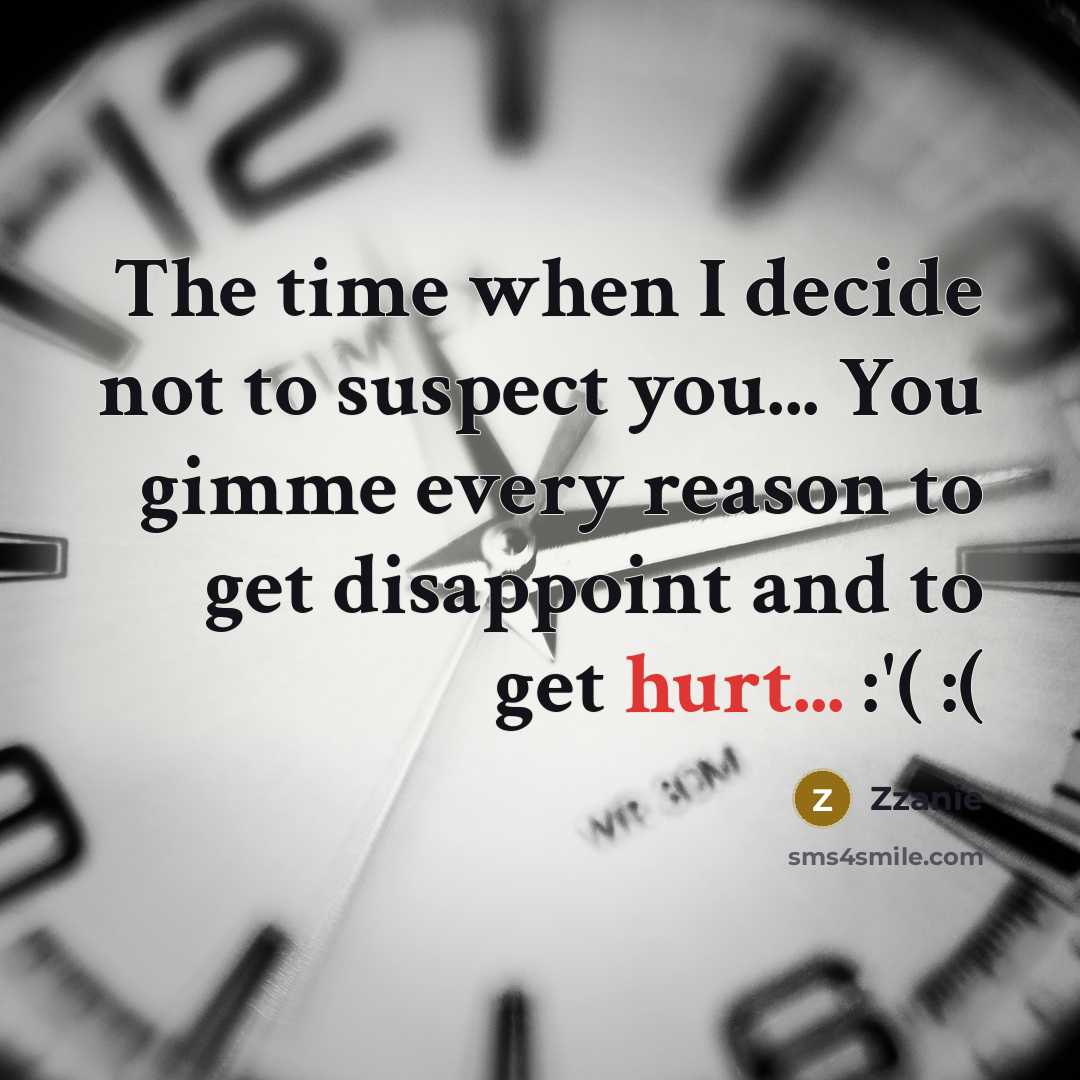 “The time when I decide not to suspect you... You gimme every reason to get disappoint and to get hurt... :'( :(” quote by Zzanie