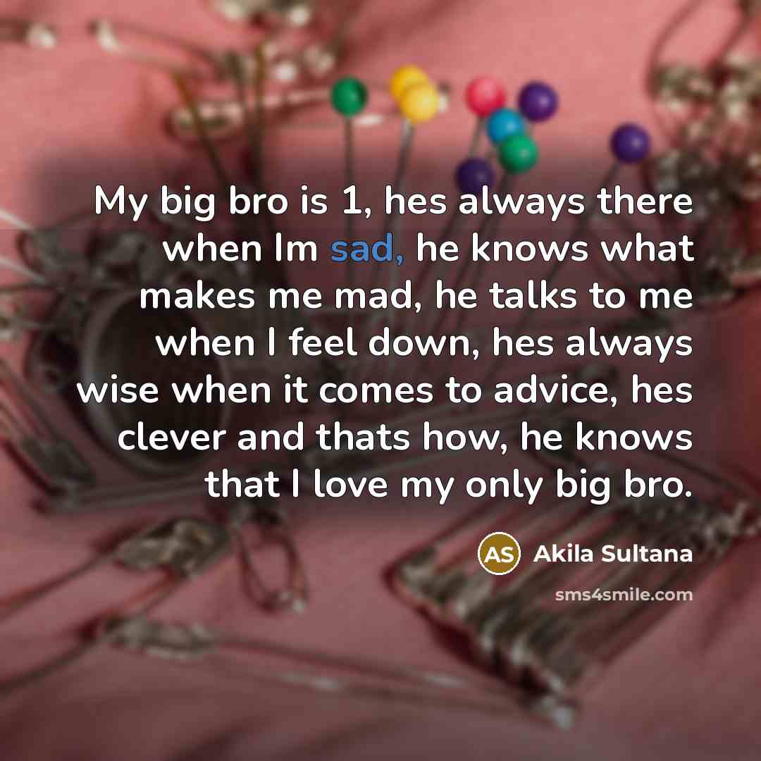 “My big bro is 1, hes always there when Im…” quote by Akila Sultana