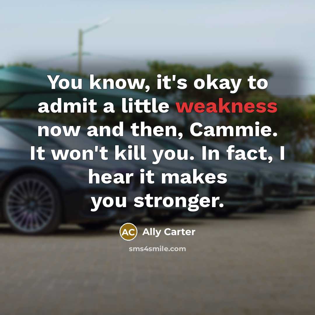 “You know, it's okay to admit a little weakness now…” quote by Ally Carter