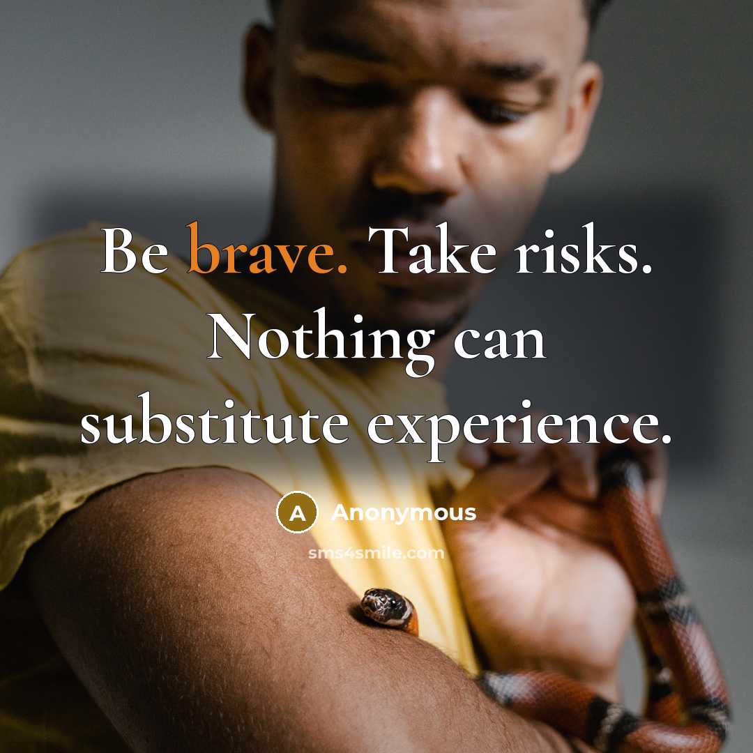 “Be brave. Take risks. Nothing can substitute experience.” quote by Anonymous