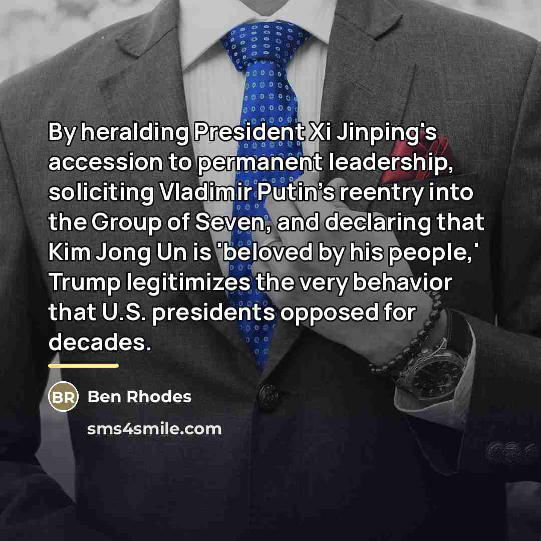 “By heralding President Xi Jinping's accession to permanent leadership, soliciting…” quote by Ben Rhodes
