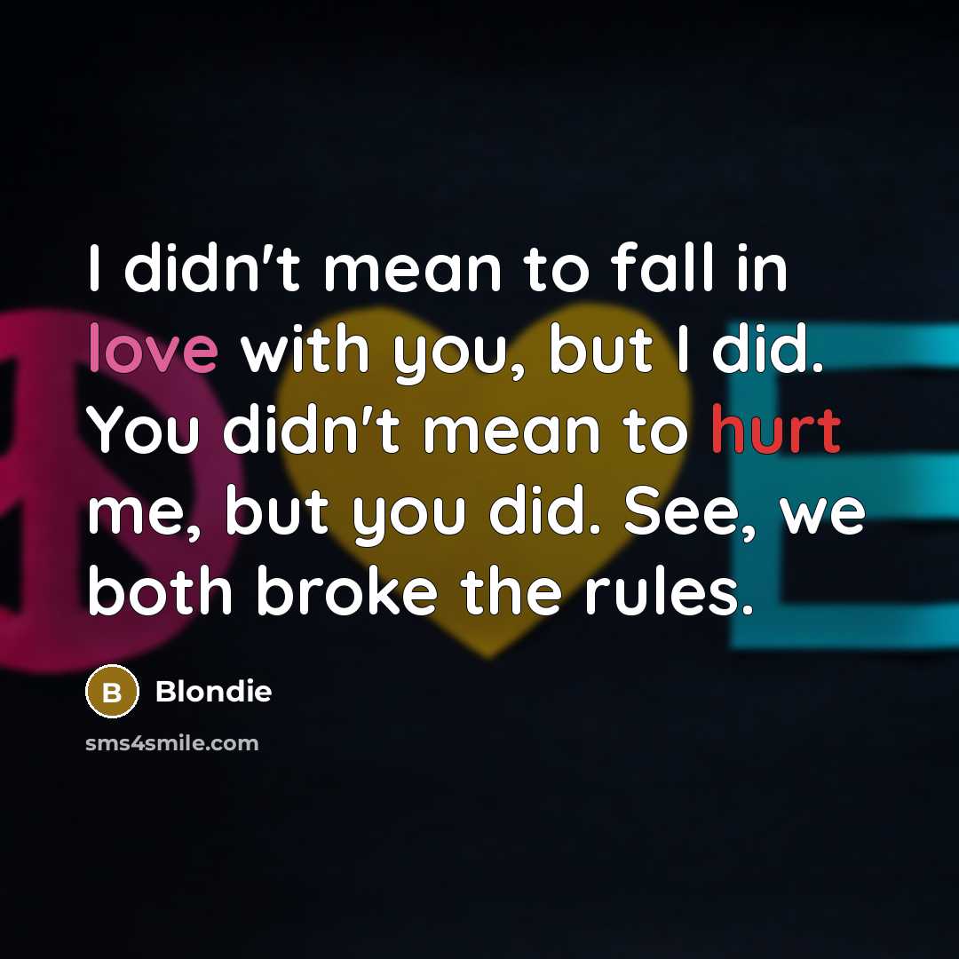 “I didn't mean to fall in love with you, but…” quote by Blondie