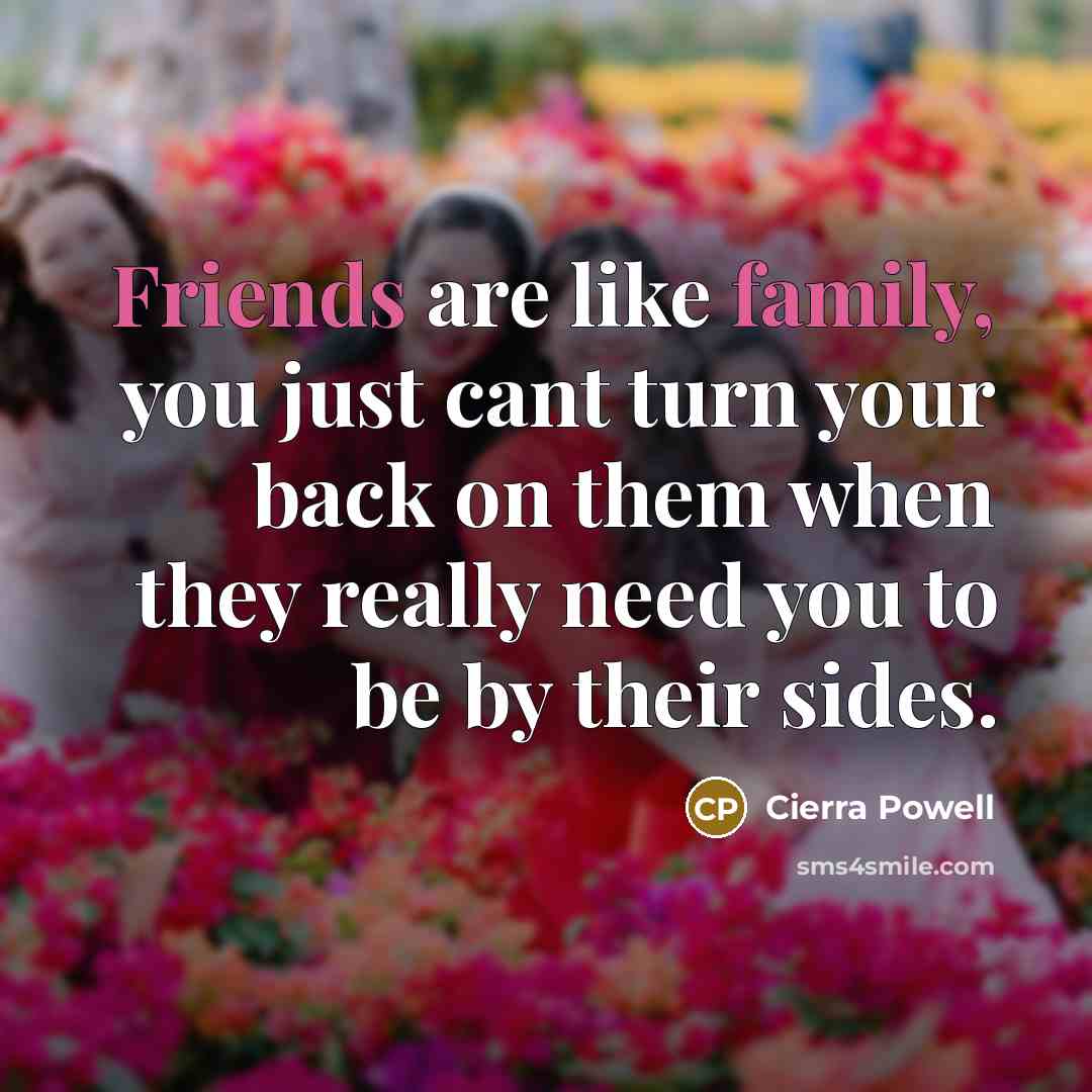 “Friends are like family, you just cant turn your back…” quote by Cierra Powell