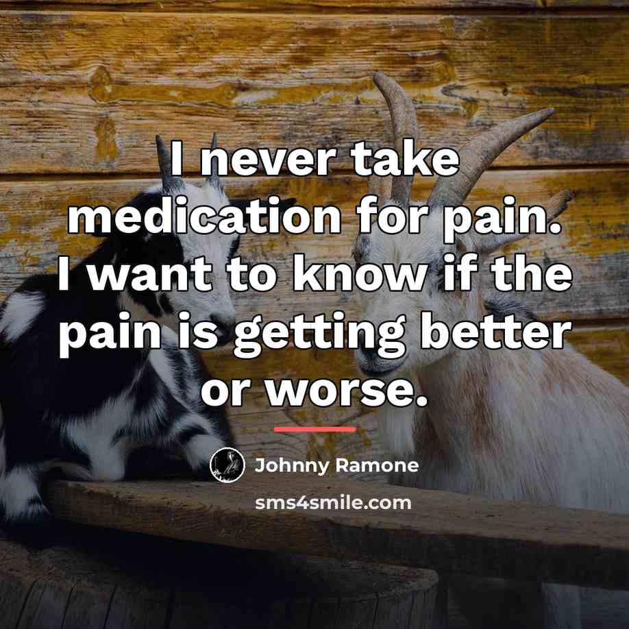 “I never take medication for pain. I want to know…” quote by Johnny Ramone