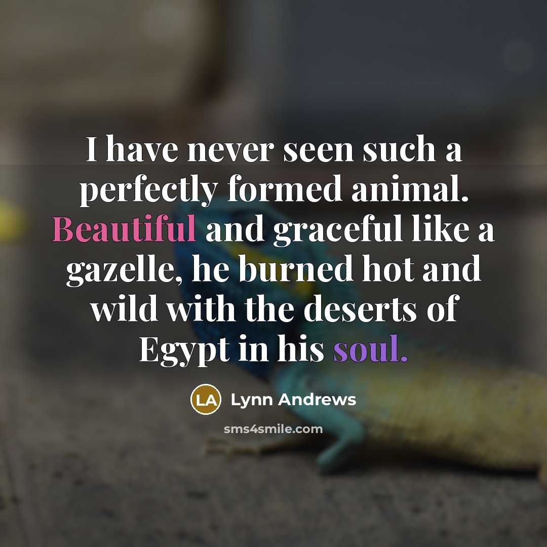 “I have never seen such a perfectly formed animal. Beautiful…” quote by Lynn Andrews