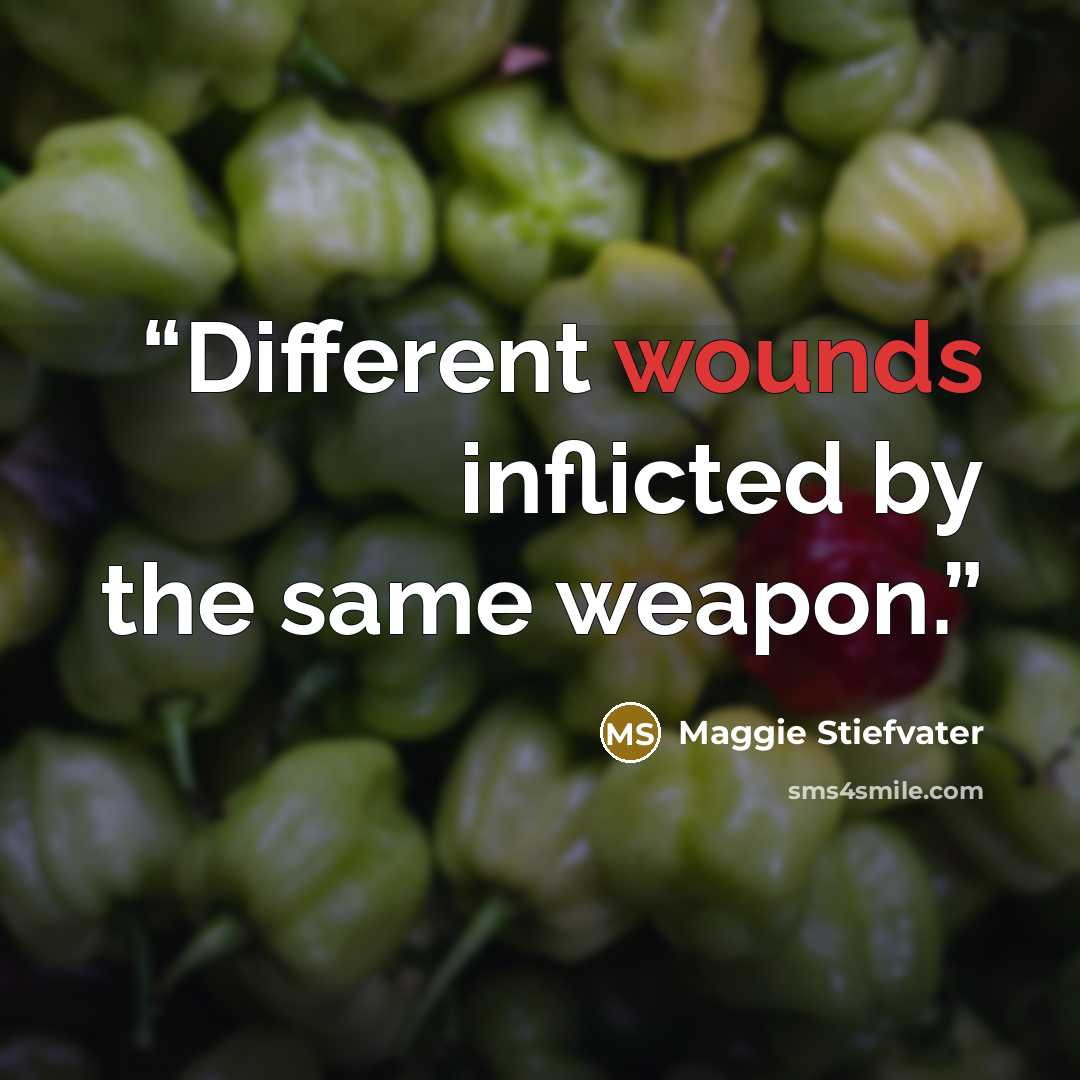“Different wounds inflicted by the same weapon.” quote by Maggie Stiefvater