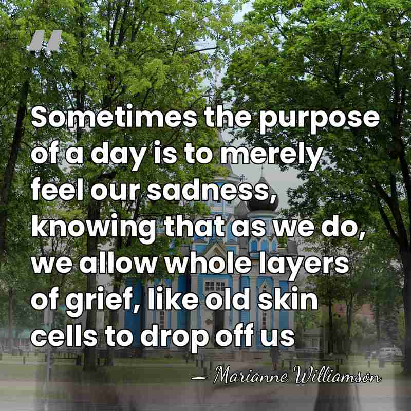 Sometimes the purpose of a day is to merely feel our sadness,&hellip; - Marianne Williamson