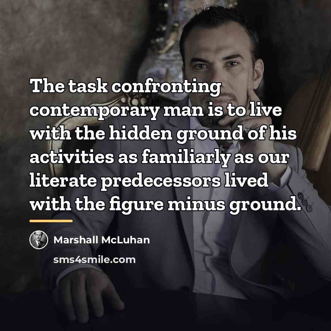 “The task confronting contemporary man is to live with the…” quote by Marshall McLuhan