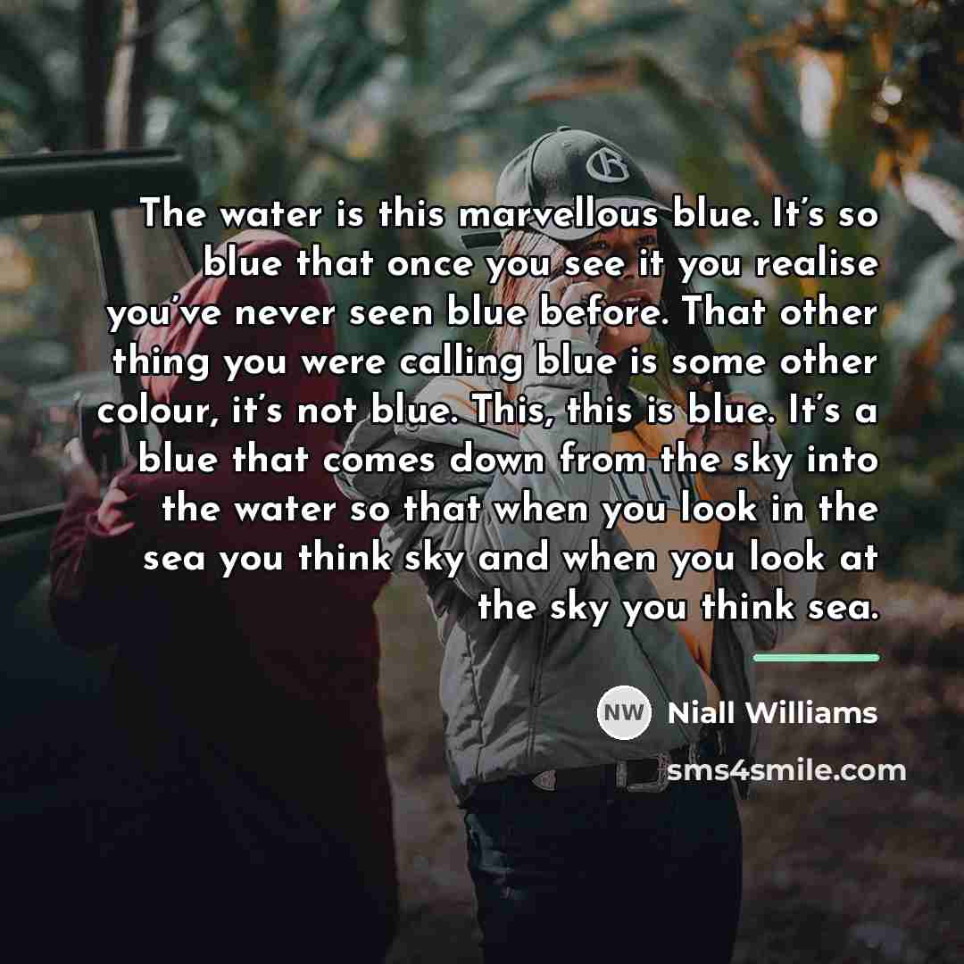 “The water is this marvellous blue. It’s so blue that…” quote by Niall Williams