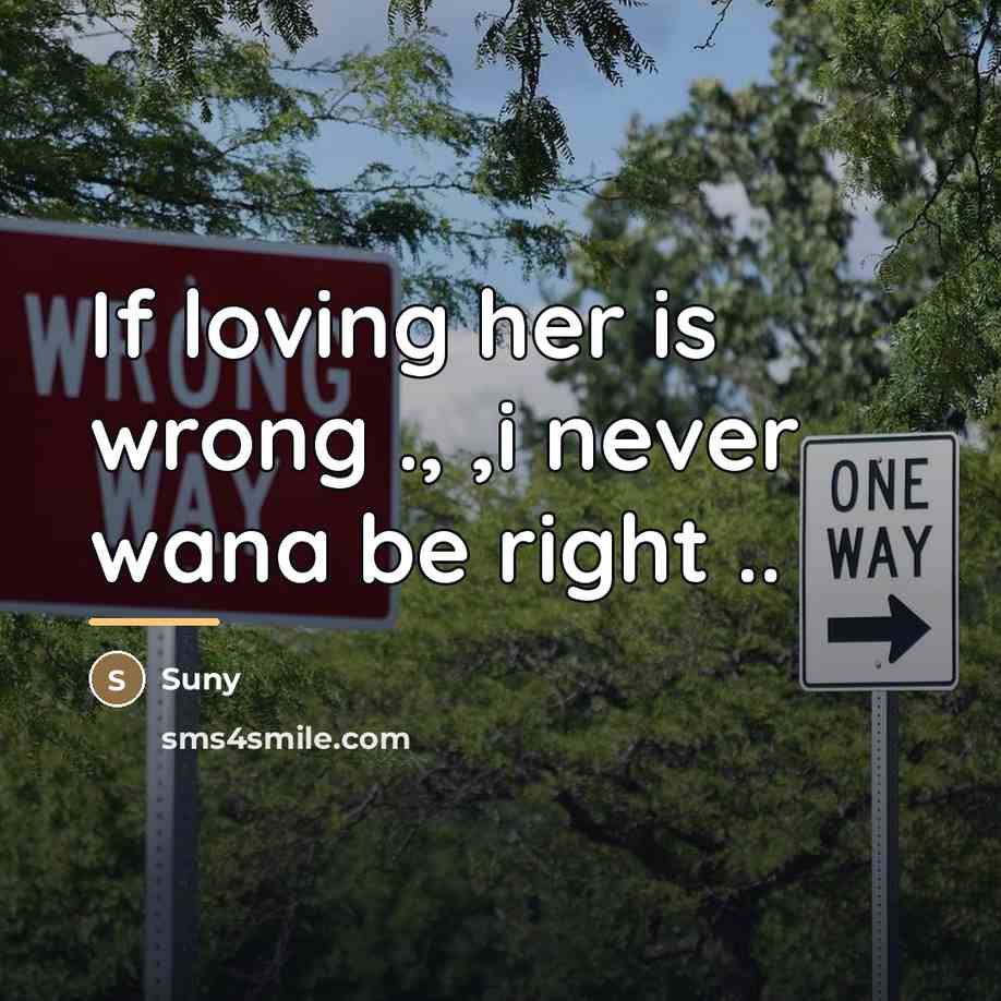 “If loving her is wrong ., ,i never wana be…” quote by Suny