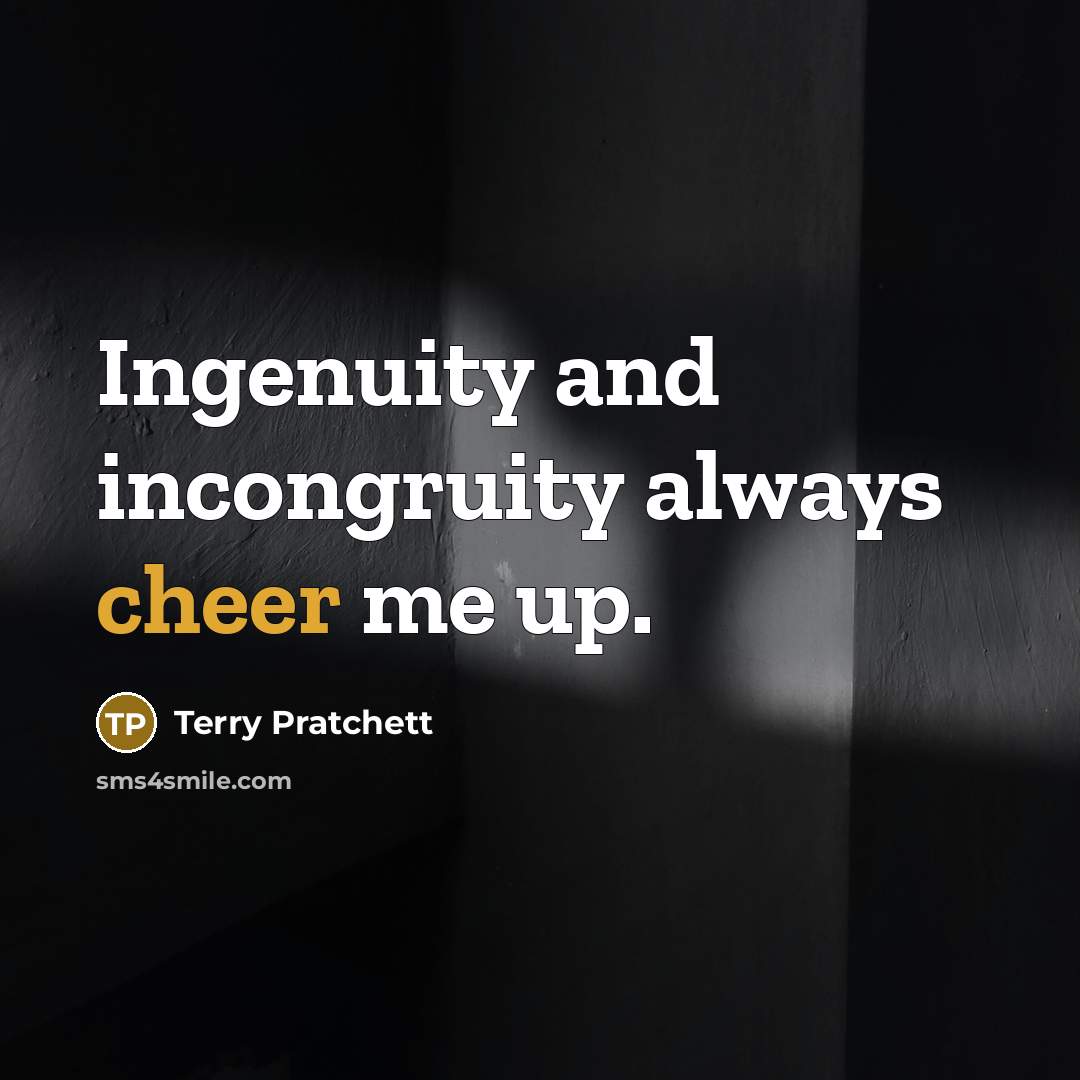“Ingenuity and incongruity always cheer me up.…” quote by Terry Pratchett