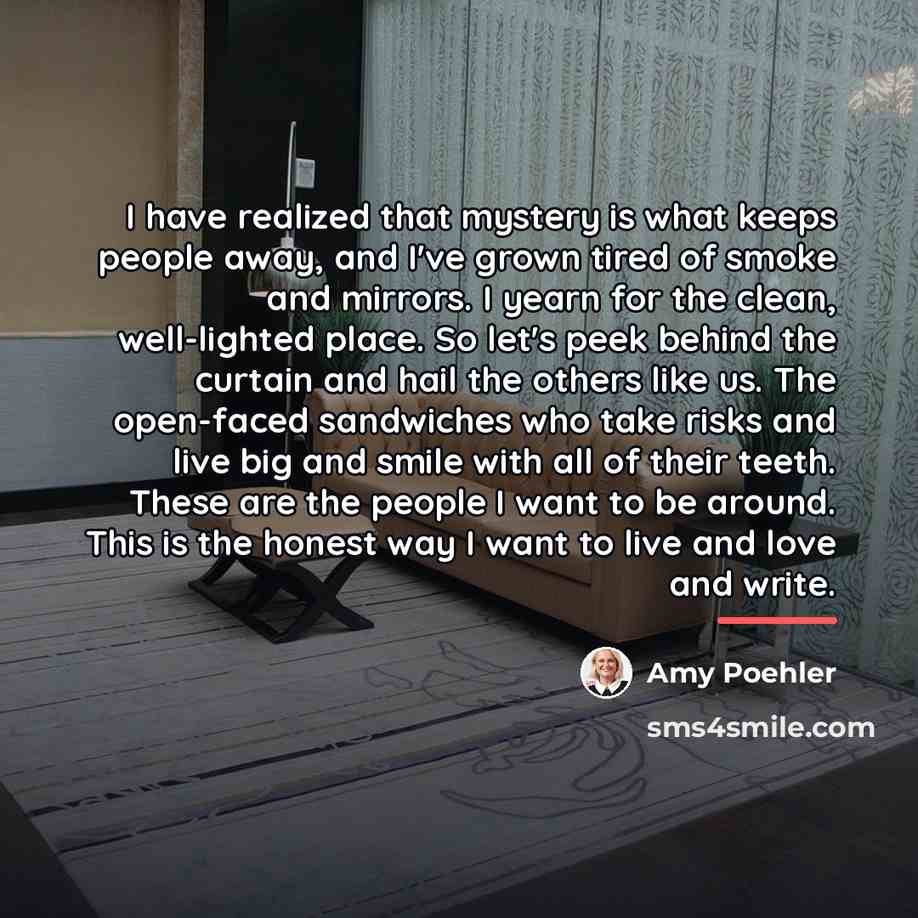 “I have realized that mystery is what keeps people away,…” quote by Amy Poehler