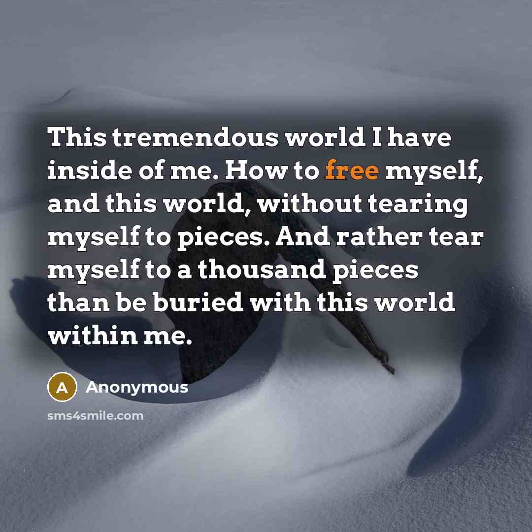 “This tremendous world I have inside of me. How to…” quote by Anonymous