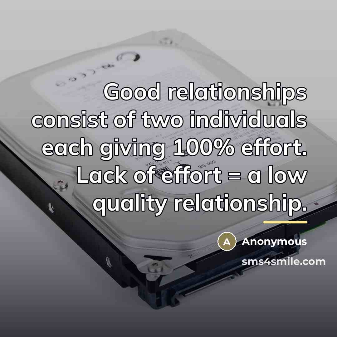 “Good relationships consist of two individuals each giving 100% effort.…” quote by Anonymous