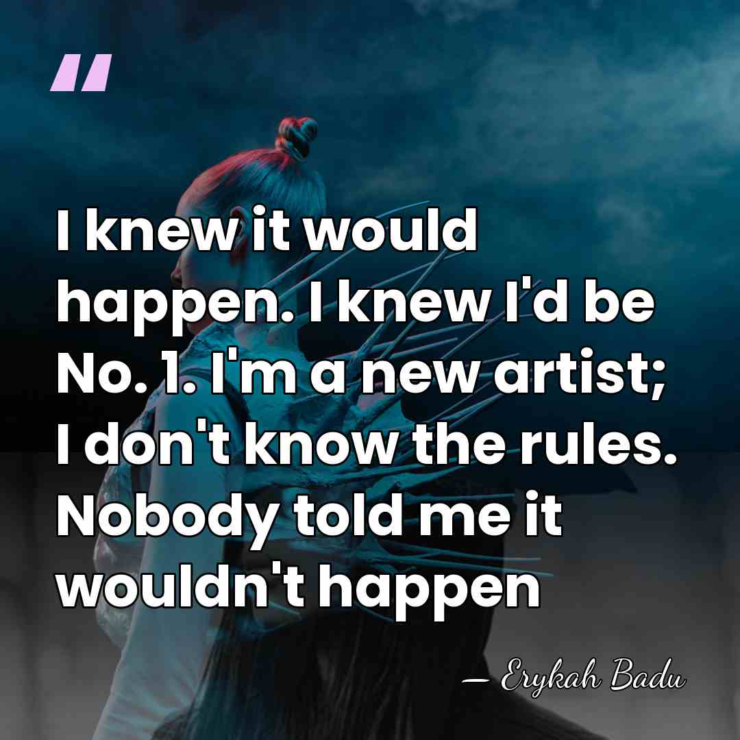 I knew it would happen. I knew I'd be No. 1. I'm&hellip; - Erykah Badu