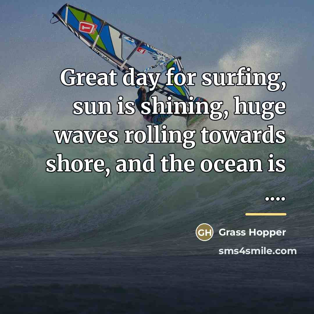 “Great day for surfing, sun is shining, huge waves rolling…” quote by Grass Hopper