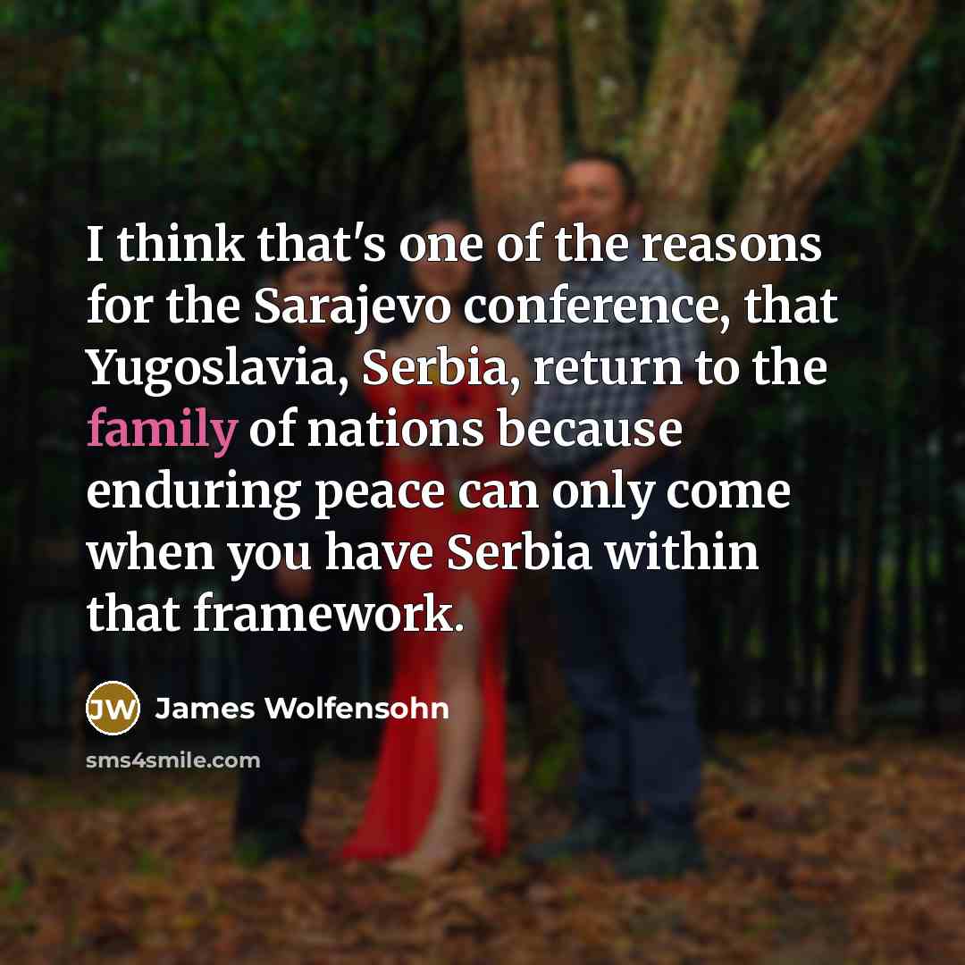 “I think that's one of the reasons for the Sarajevo…” quote by James Wolfensohn