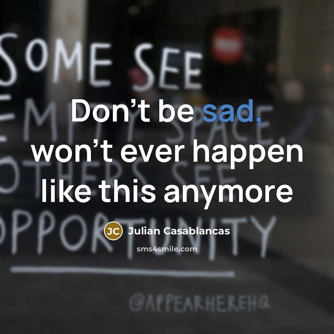“Don't be sad, won't ever happen like this anymore…” quote by Julian Casablancas