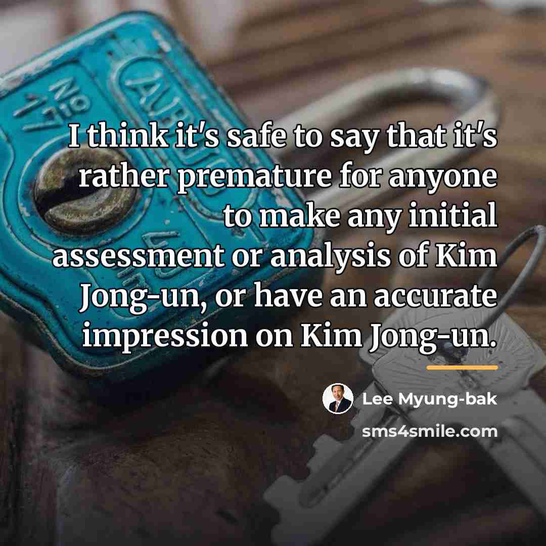 “I think it's safe to say that it's rather premature…” quote by Lee Myung-bak