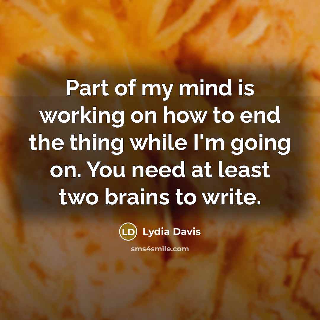 “Part of my mind is working on how to end…” quote by Lydia Davis