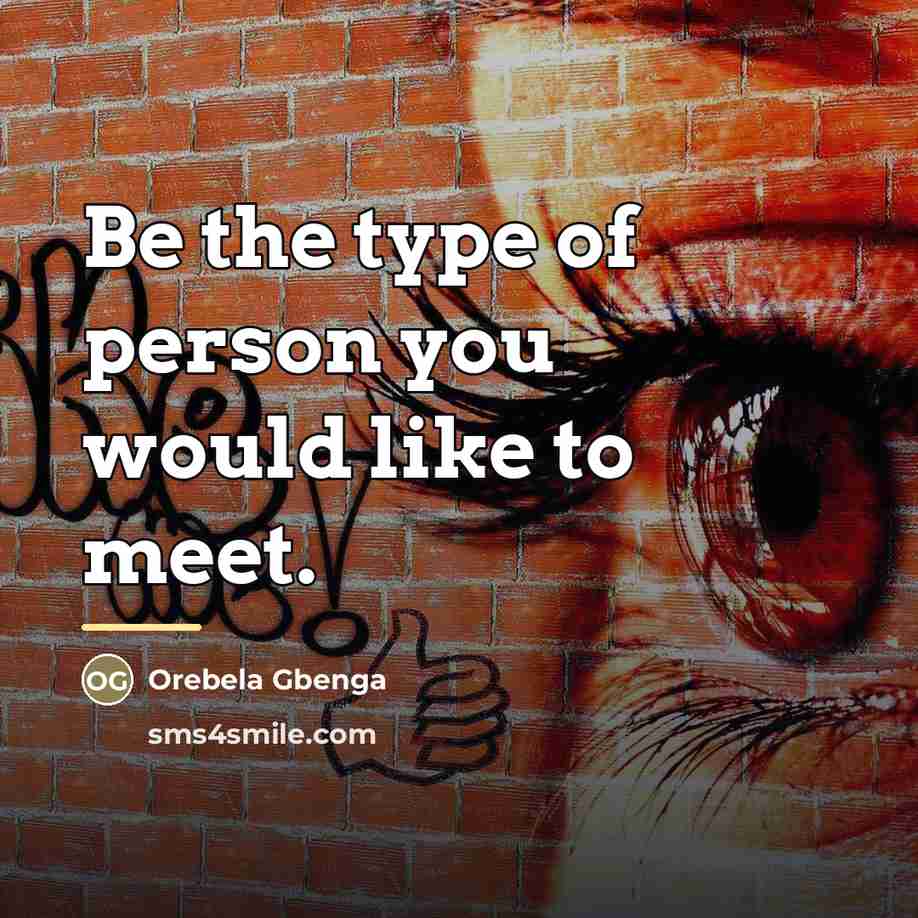 “Be the type of person you would like to meet.…” quote by Orebela Gbenga