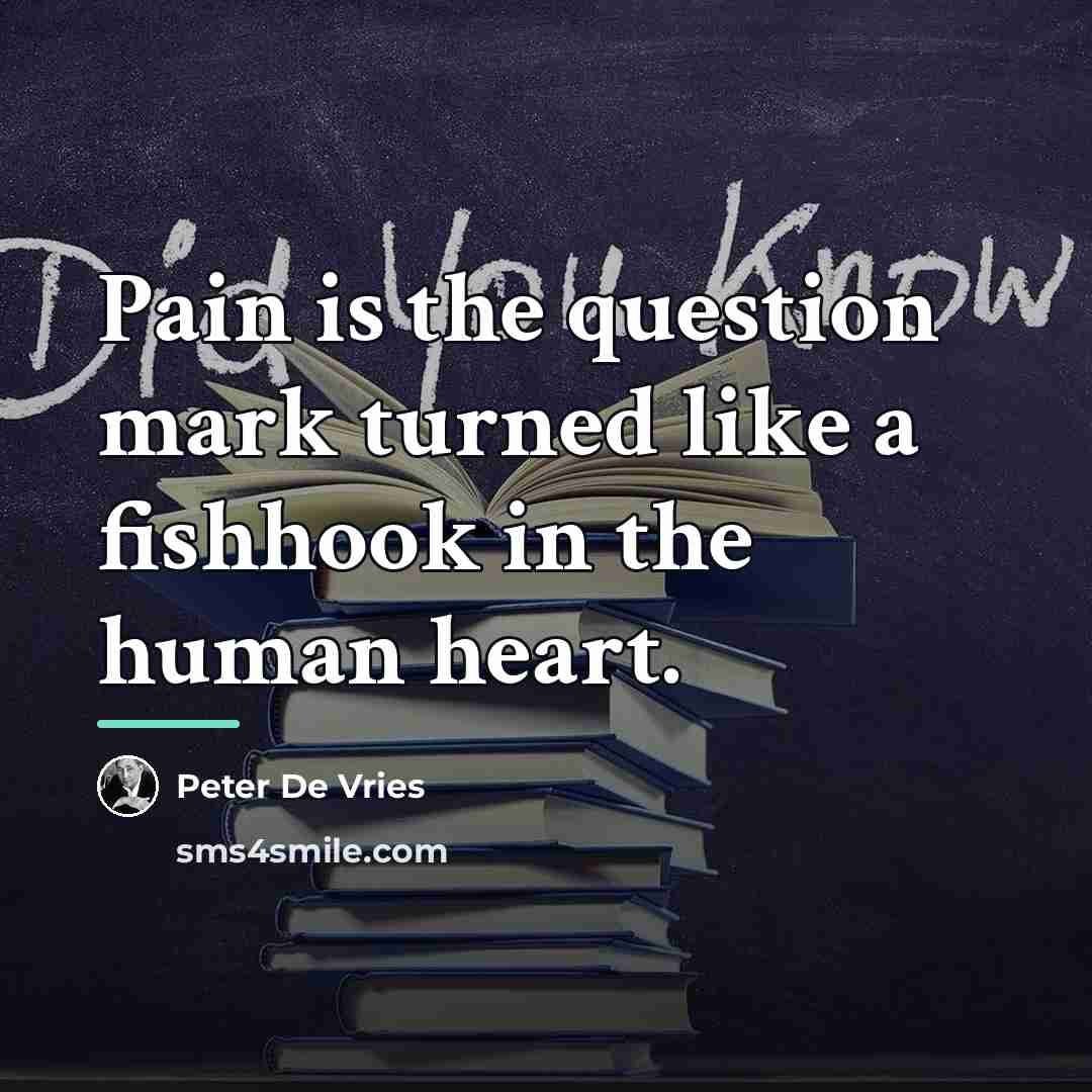 “Pain is the question mark turned like a fishhook in…” quote by Peter De Vries