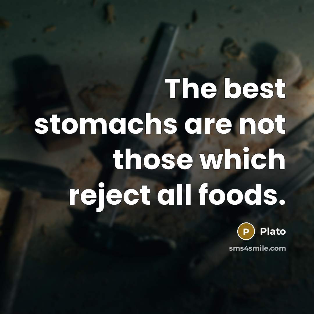 “The best stomachs are not those which reject all foods.…” quote by Plato