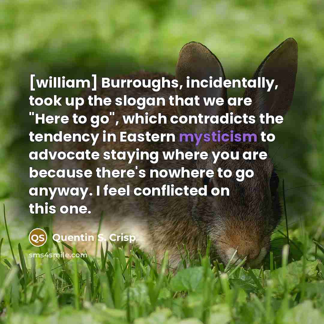 “[william] Burroughs, incidentally, took up the slogan that we are…” quote by Quentin S. Crisp