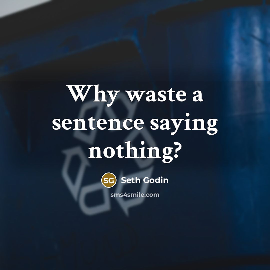 “Why waste a sentence saying nothing?…” quote by Seth Godin