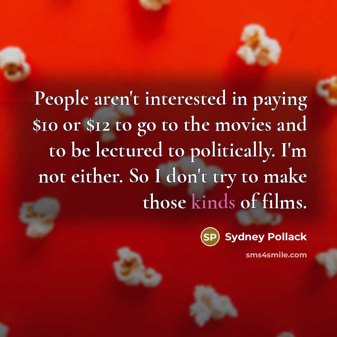 “People aren't interested in paying $10 or $12 to go…” quote by Sydney Pollack