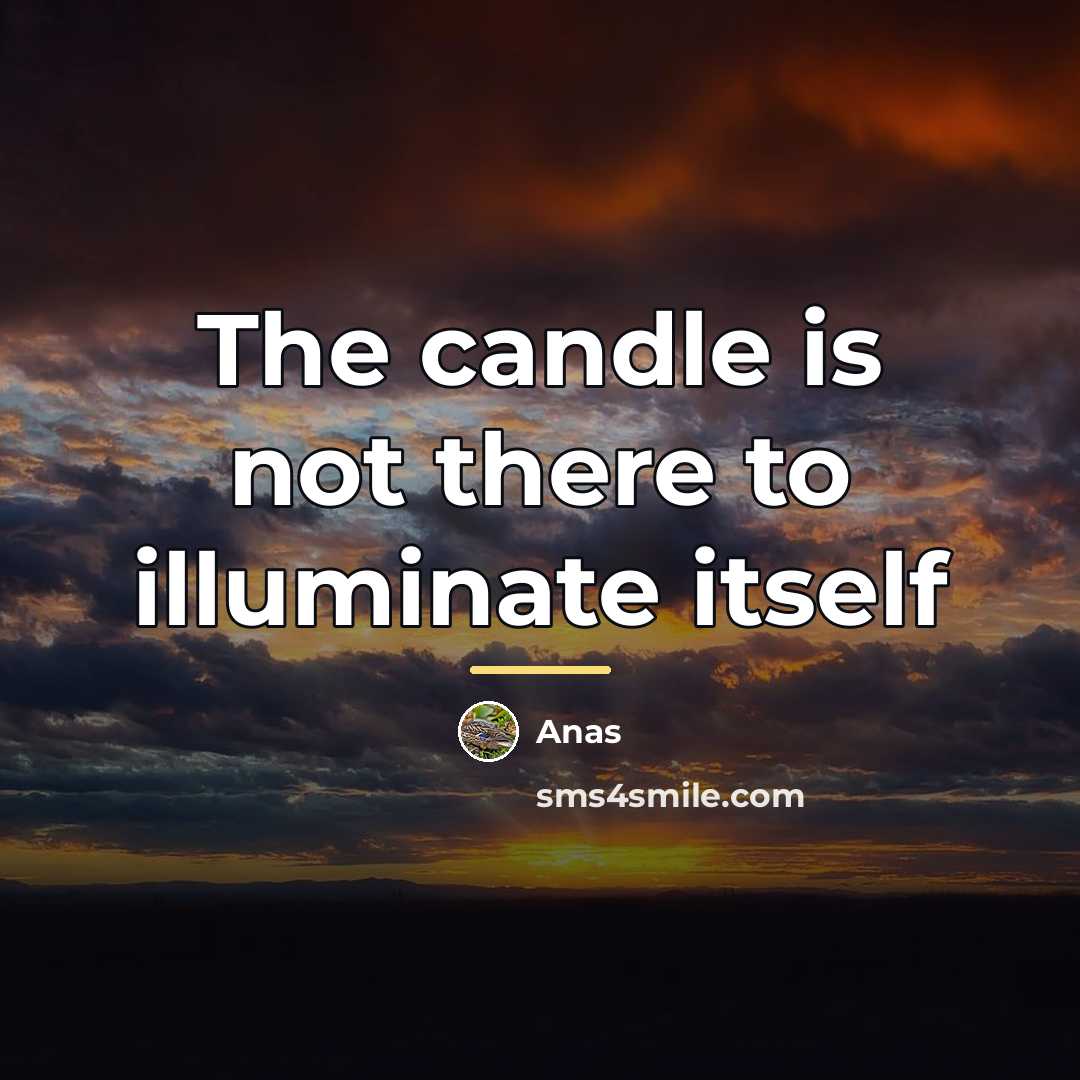 “The candle is not there to illuminate itself…” quote by Anas