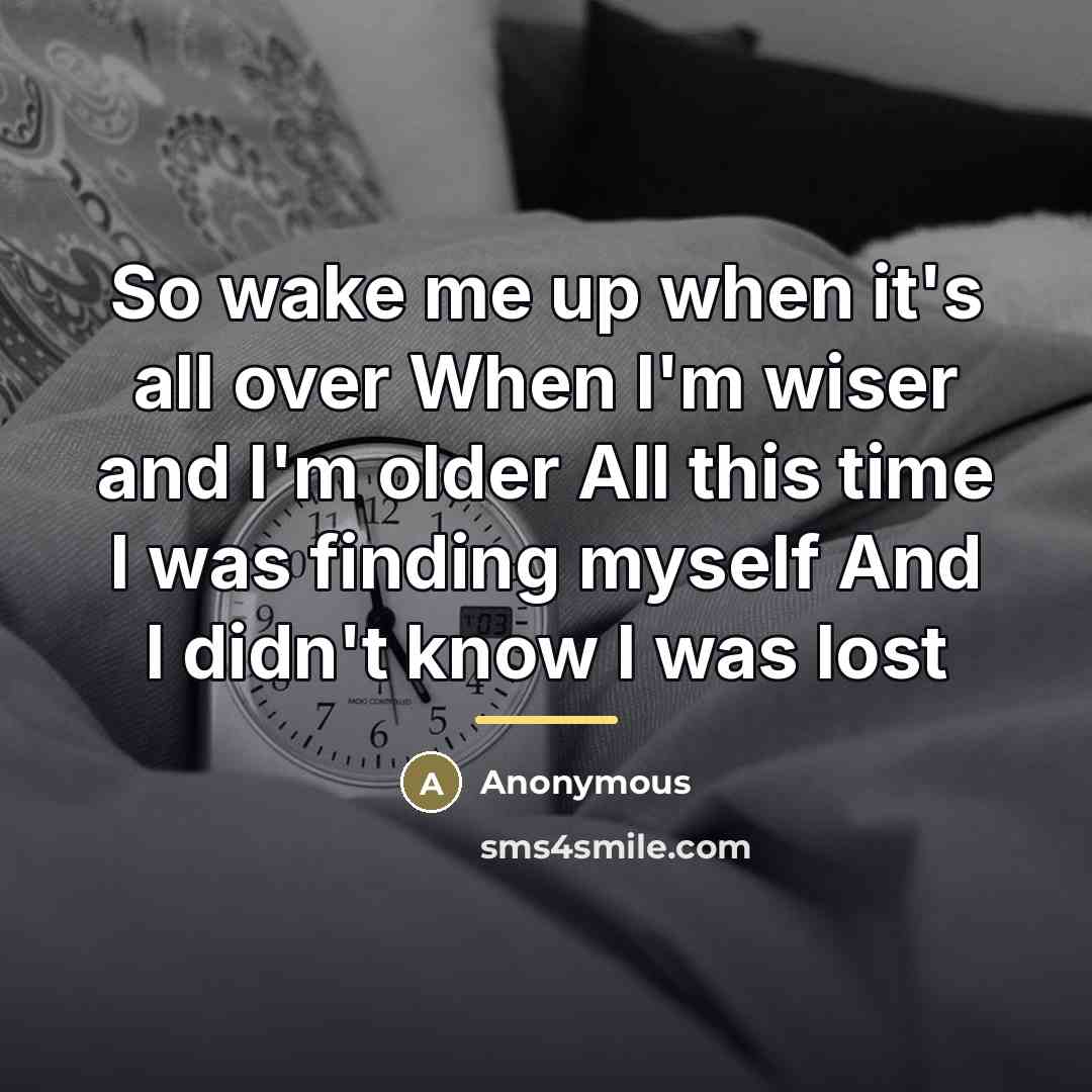 “So wake me up when it's all over When I'm…” quote by Anonymous