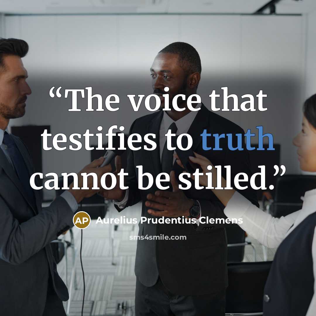 “The voice that testifies to truth cannot be stilled.” quote by Aurelius Prudentius Clemens