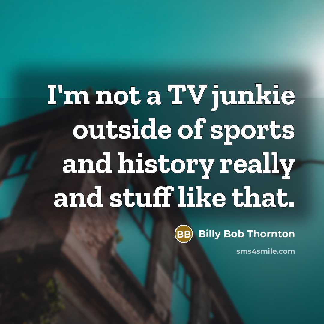 “I'm not a TV junkie outside of sports and history…” quote by Billy Bob Thornton