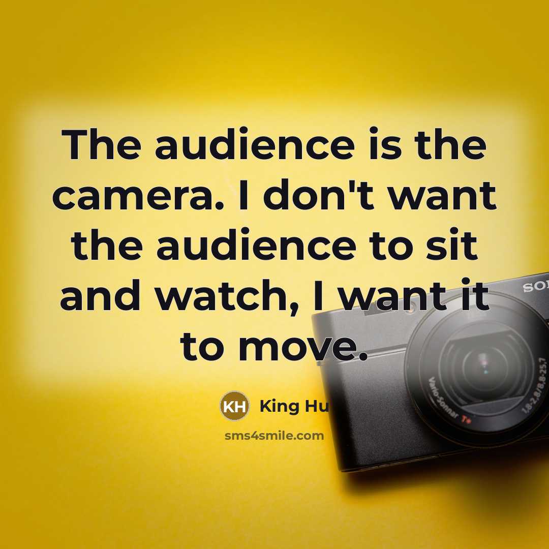 “The audience is the camera. I don't want the audience…” quote by King Hu