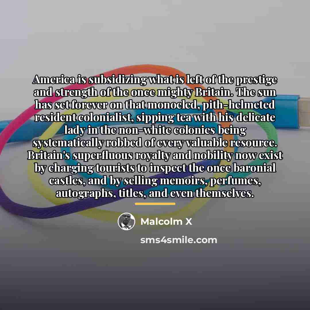 “America is subsidizing what is left of the prestige and…” quote by Malcolm X