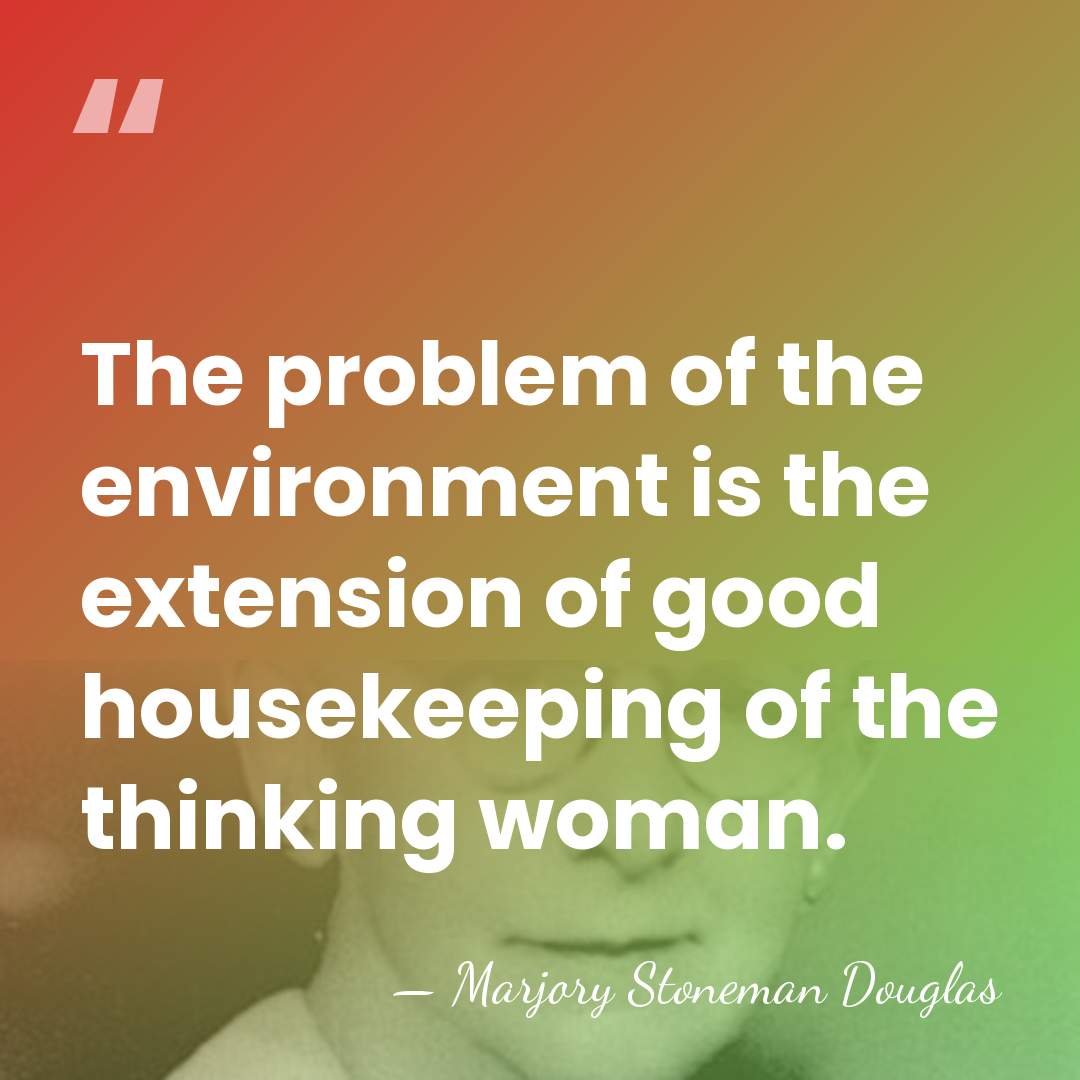 The problem of the environment is the extension of good housekeeping of&hellip; - Marjory Stoneman Douglas