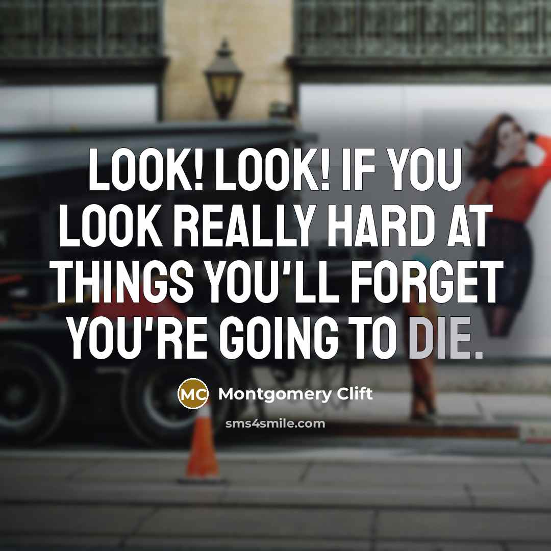 “Look! Look! If you look really hard at things you'll…” quote by Montgomery Clift
