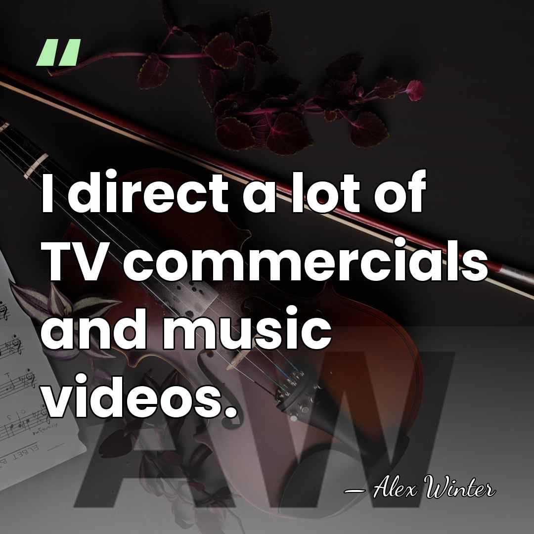 I direct a lot of TV commercials and music videos. - Alex Winter