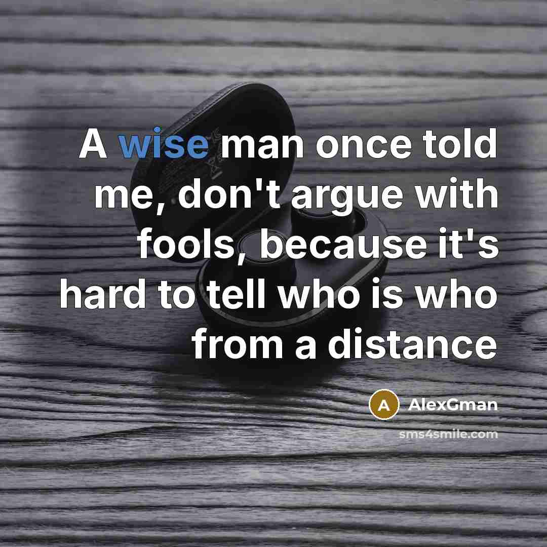 “A wise man once told me, don't argue with fools,…” quote by AlexGman