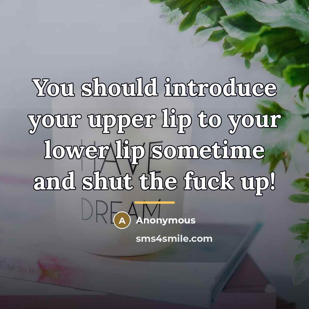 “You should introduce your upper lip to your lower lip…” quote by Anonymous