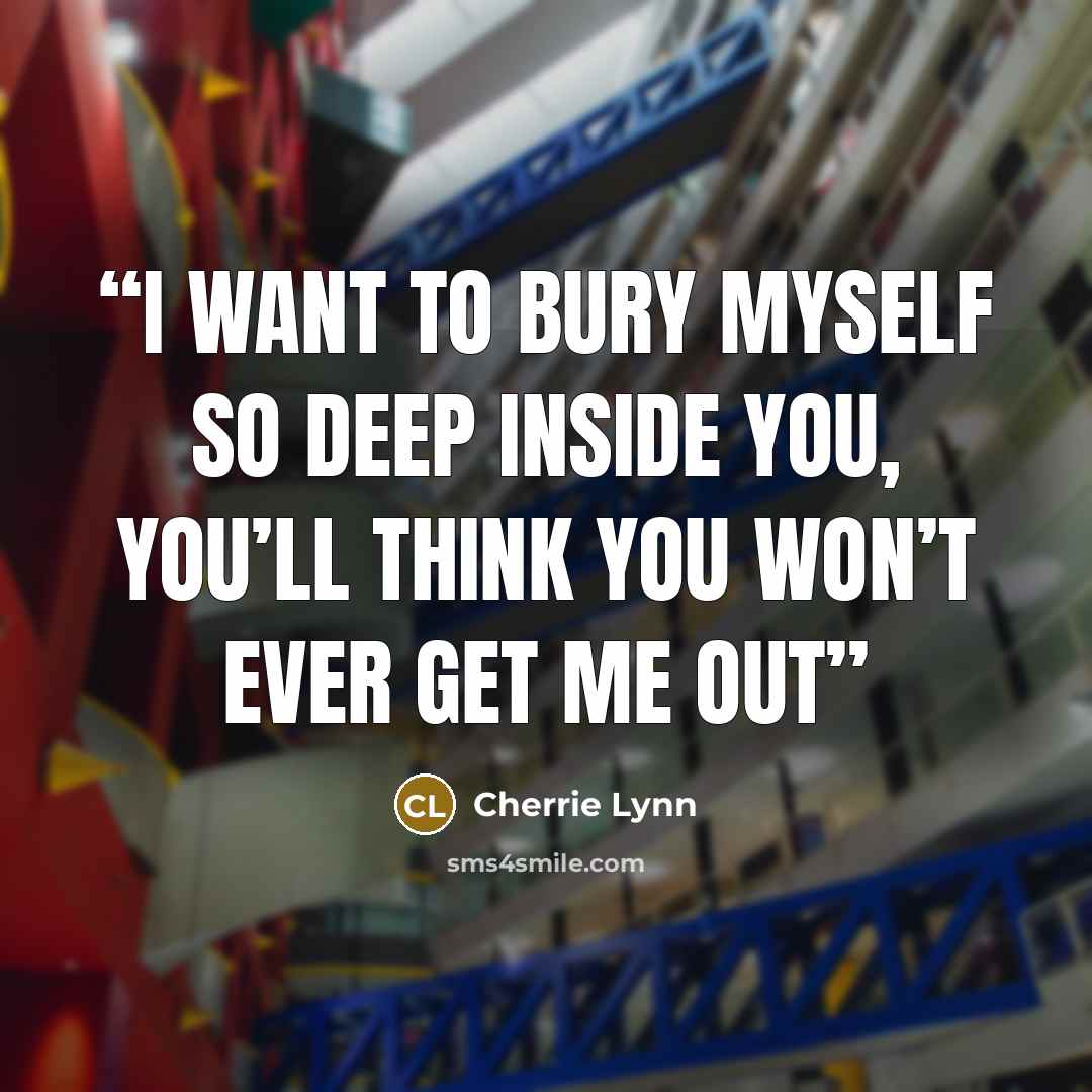 “I want to bury myself so deep inside you, you’ll think you won’t ever get me out” quote by Cherrie Lynn