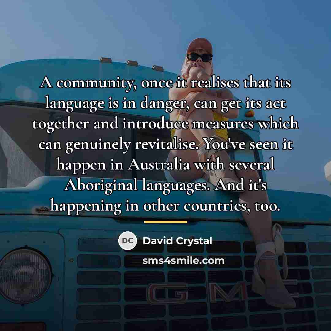 “A community, once it realises that its language is in…” quote by David Crystal
