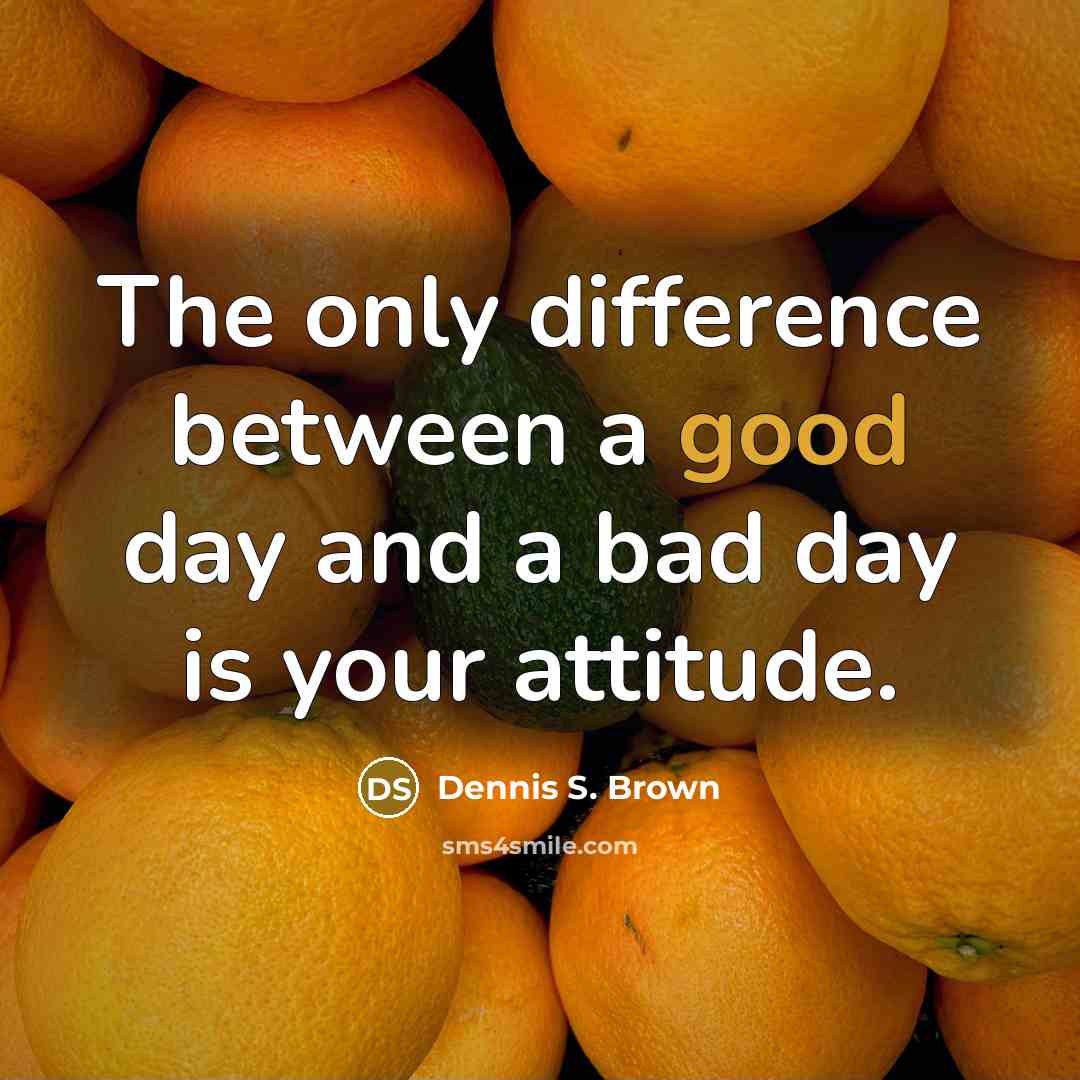 “The only difference between a good day and a bad day is your attitude.” quote by Dennis S. Brown