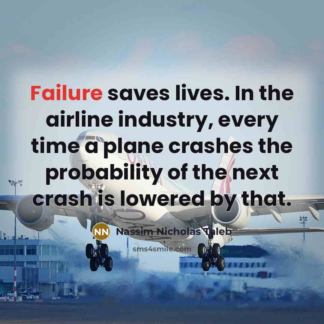 “Failure saves lives. In the airline industry, every time a…” quote by Nassim Nicholas Taleb