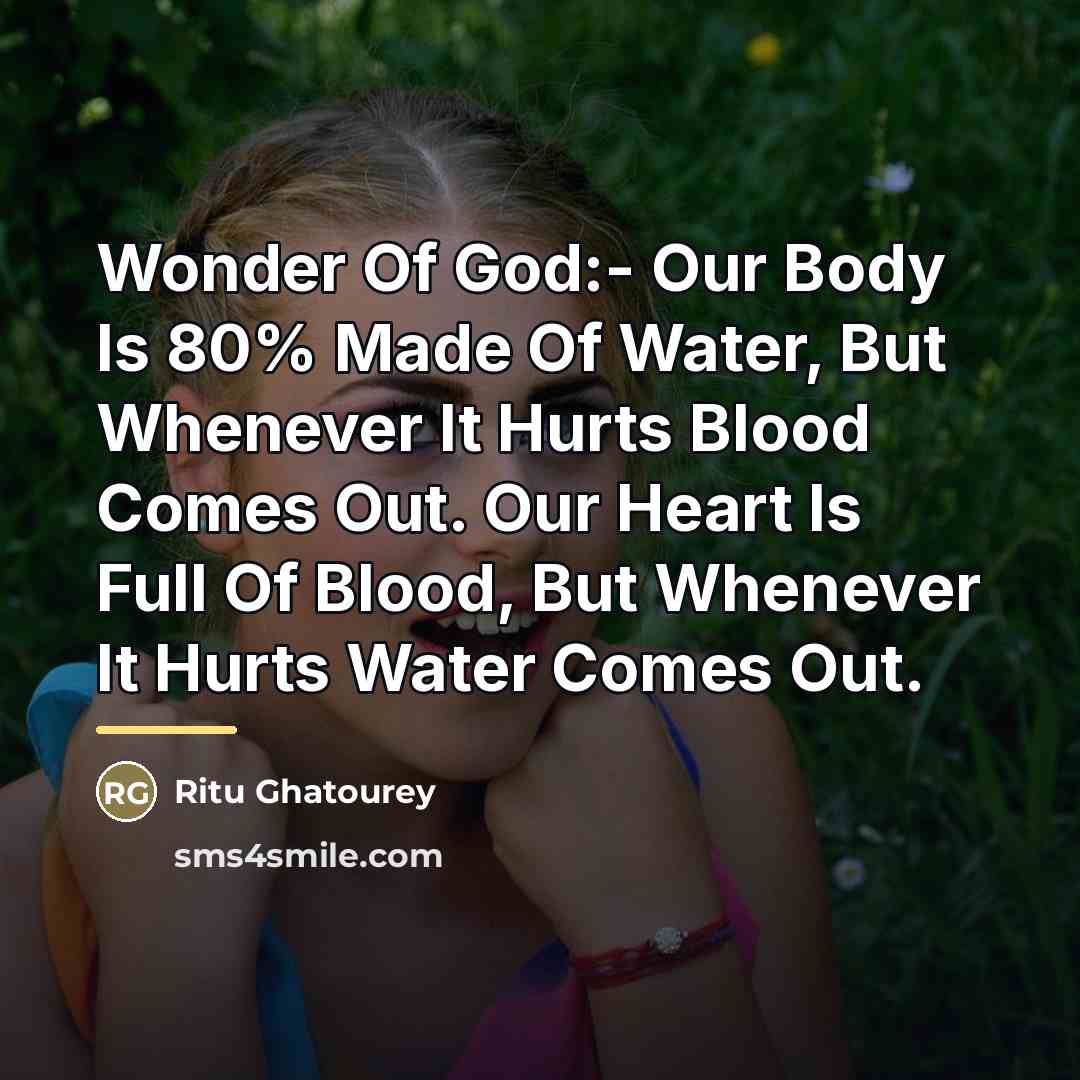“Wonder Of God:- Our Body Is 80% Made Of Water,…” quote by Ritu Ghatourey