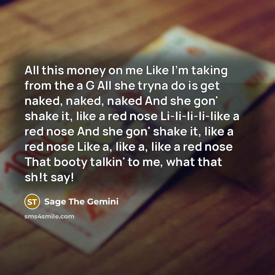 “All this money on me Like I'm taking from the…” quote by Sage The Gemini